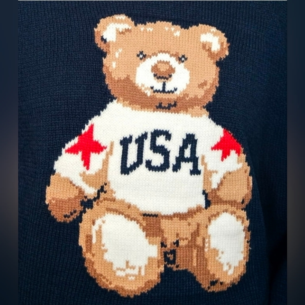 Navy Sweater with Bear Design Size L - Picture 3 of 7